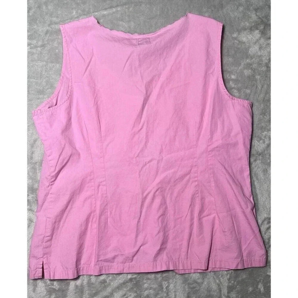 Basic Editions Women's Pink Floral Embroidered & Sleeveless Tank Top - Picture 9 of 12